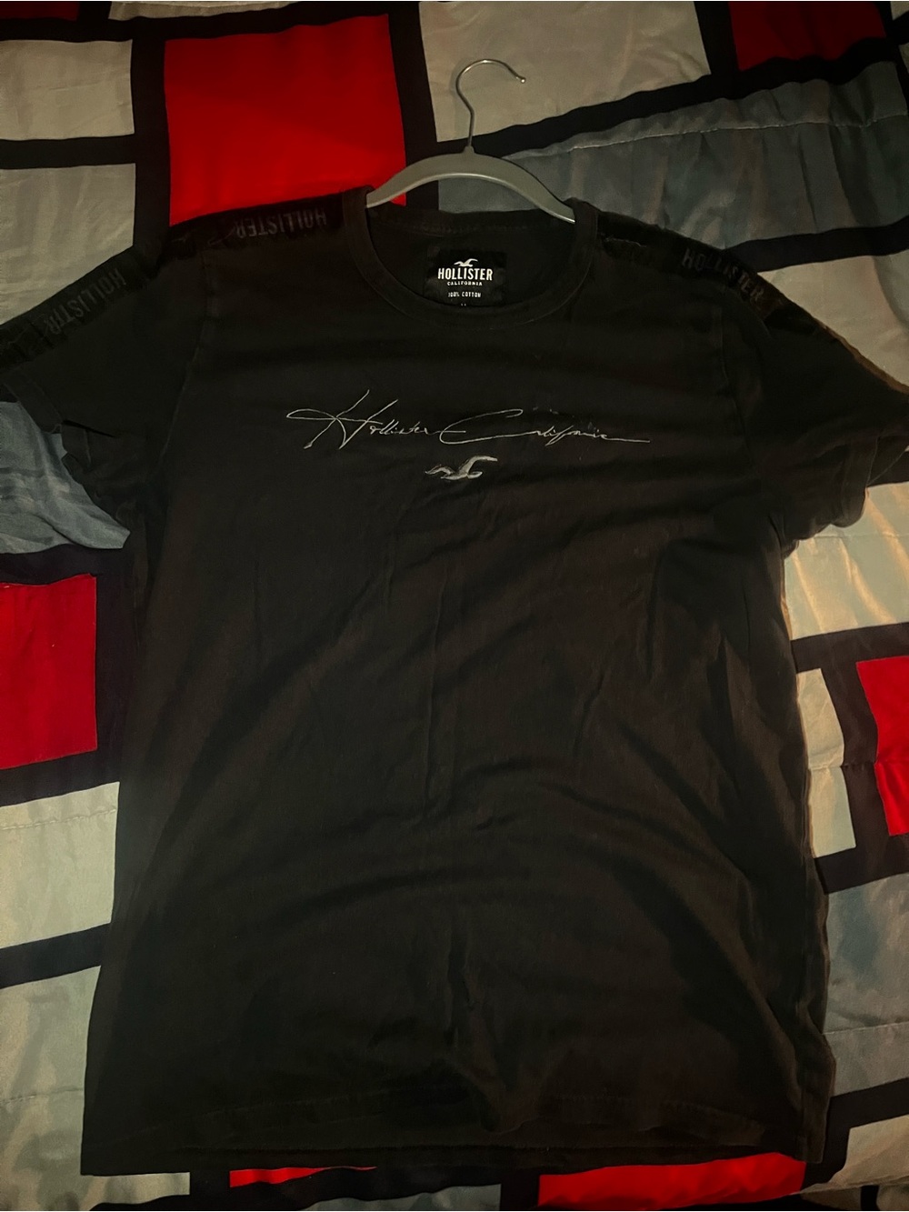 Hollister Black Short-Sleeve Script Logo Tee